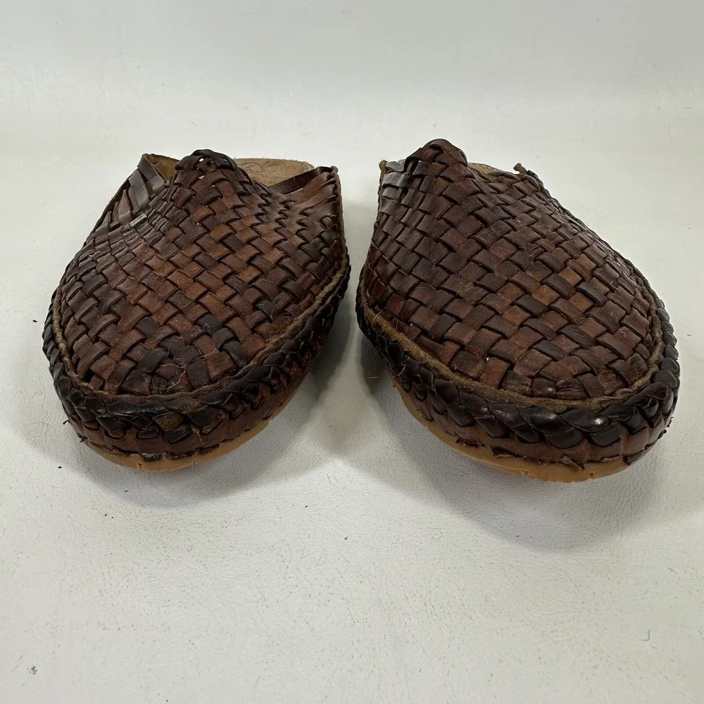 Desi Hangover slide shoes loafers Perforated brown leather men's size 10
